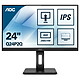 AOC 23.8" LED - Q24P2Q Ecran PC 2.5K - 2560 x 1440 pixels  - 4 ms (gris à gris) - Format 16/9 - Dalle IPS - Pivot - HDMI/VGA/DisplayPort - Hub USB 3.0 - Haut-parleurs - Noir