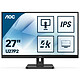 AOC 27" LED - U27P2 Ecran PC 4K - 3840 x 2160 pixels  - 4 ms (gris à gris) - Format 16/9 - Dalle IPS - Pivot - HDMI/DisplayPort - Hub USB 3.0 - Haut-parleurs - Noir