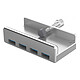 Dacomex HB54 Clip-on 4-port USB 3.0 hub in aluminium