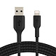 Cable de alta resistencia USB-A a Lightning MFI de Belkin (negro) - 2 m Cable trenzado de USB-A a Lightning de 2 m para Iphone - Negro