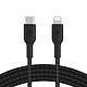 Cable MFI USB-C a Lightning de Belkin (negro) - 2 m Cable trenzado de USB-C a Lightning de 2 m para Iphone - Negro