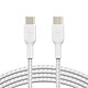 Cable USB-C a USB-C resistente de Belkin (blanco) - 1m Cable de carga y sincronización USB-C a USB-C de 1m de manga trenzada - Blanco