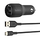 Belkin Boost Charge Chargeur de voiture 2 ports USB-A (24 W) sur prise allume-cigare avec câble USB-A vers USB-C 1 m Chargeur allume-cigare 2 ports USB-A (24 W) avec câble USB-A vers USB-C de 1 m - Noir