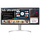 LG 34" LED - 34WN650-W 2560 x 1080 pixels - 5 ms (gris à gris) - Format 21/9 - Dalle IPS - HDR400 - FreeSync - DisplayPort/HDMI - Haut-parleurs - Argent/Blanc