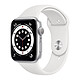 Apple Watch Series 6 GPS Aluminium Silver Sport Band White 44 mm Smartwatch - Aluminium - Waterproof - GPS - Heart Rate Monitor - Retina Always On - Wi-Fi 5 GHz / Bluetooth - watchOS 7 - Sport Wristband 44 mm