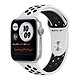 Apple Watch Nike Series 6 GPS Aluminium Silver Bracelet Sport Pure Platinum Black 44 mm Montre connectée - Aluminium - étanche - GPS - Cardiofréquencemètre - écran Retina Always On - Wi-Fi 5 GHz / Bluetooth - watchOS 7