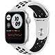 Apple Watch Nike SE GPS Silver Aluminium Bracelet Sport Pure Platinum Black 44 mm Montre connectée - Aluminium - Étanche - GPS - Cardiofréquencemètre - Écran Retina  - Wi-Fi 2,4 GHz / Bluetooth - watchOS 7 - Bracelet Sport 44 mm