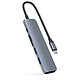 HyperDrive Bar 6-in-1 (Grey) USB 3.0 type C to 2 x USB 3.0 type A, 1x HDMI , 1 x micro SD Port, 1 x USB type C Power Delivery - with integrated cable - Grey