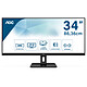 AOC 34" LED - Q34E2A 2560 x 1080 pixels  - 4 ms (gris à gris) - 21/9 - Dalle IPS - Adaptive Sync - HDMI/DisplayPort - Haut-parleurs - Noir