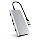 HyperDrive Power 9-in-1 (Silver) USB 3.0 type C hub to 1x HDMI, 3x USB 3.0 type A, 1x Gigabit Ethernet port, 1x 3.5 mm audio jack, 1x micro SD port, 1x SD port, 1x USB type C Power Delivery (up to 60W) - with integrated cable - Silver