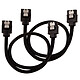Corsair Câble SATA gainé Premium 30 cm (coloris noir) Lot de deux câbles SATA gainé 30 cm compatibles SATA 3.0 (6 Gb/s)