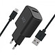 xqisit Travel Charger 2.4 A USB / Micro-USB Noir Chargeur de voyage avec port USB 2.4 A et câble micro-USB