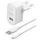 Belkin USB-A Boost Charge 12W Lightning to USB-A (White) USB-A 12W portable power charger with Lightning to USB-A cable