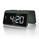 Calibre HCG-019Qi Verde Reloj despertador con doble alarma, luz de 8 colores, puerto USB y zona de carga inalámbrica Qi