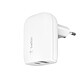 Belkin Mains Charger 1 X USB-C 20 W and 1 X USB-A 12 W USB-C USB-A 2-Port Portable Power Charger 32W - White