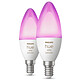 Philips Hue White & Color Ambiance Flamme E14 Bluetooth x 2 Pack de 2 ampoules flammes E14 - 5.3 Watts - Blanc et couleurs - Bluetooth