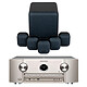 Marantz SR6015 Argent/Or + Monitor Audio MASS 5.1 Noir Amplificateur Home Cinema 9.2 - 110W/canal - Dolby Atmos/DTS:X - IMAX Enhanced - HDMI 8K - Upscalling 8K - HDR - Wi-Fi/Bluetooth - AirPlay 2 - Multiroom + Ensemble 5.1 avec caisson de basses filaire