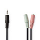 Nedis Câble Audio Stéréo 1x Jack mâle 3.5 mm vers 2x Jack femelle 3.5 mm Câble audio stéréo 1x Jack mâle 3.5 mm vers 2 x Jack femelle 3.5 mm - 20 cm