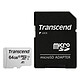 Transcend MicroSDHC 300S 64GB + Adaptador SD Tarjeta de memoria MicroSDHC UHS-I U1 A1 Clase 10 64 GB