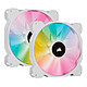 Corsair SP140 RGB ELITE Dual Pack White Ligthing Node CORE Kit of 2 x 140mm case fans with 8 addressable RGB LEDs for RGB Lighting Node CORE controller