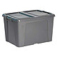 CEP Strata Boîte de rangement 65L Anthracite Boîte de rangement en polypropylène 100% recyclées et recyclables - 65 litres - Gris Anthracite