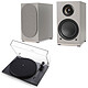 Triangle Vinyl Turntable Black + AIO TWIN Grey Linen 2 speed belt driven turntable (33-45 rpm) + 2 x 50W active wireless speakers - 24 bits/192 kHz DAC - Wi-Fi/Bluetooth aptX HD - Fast Ethernet - Phono pre-amp - USB/AUX/Optical