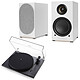 Triangle Turntable Black + AIO TWIN Frosted White 2 speed belt driven turntable (33-45 rpm) + 2 x 50W active wireless speakers - 24 bits/192 kHz DAC - Wi-Fi/Bluetooth aptX HD - Fast Ethernet - Phono pre-amp - USB/AUX/Optical