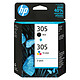 Paquete de 2 HP 305 Negro/3 Colores (6ZD17AE) Pack de 2 cartuchos de tinta negro 120 páginas al 5% y 3 colores 100 páginas al 5%.