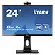 iiyama 23.8" LED - ProLite XUB2490HSUC-B1 1920 x 1080 pixels - 4 ms (gris à gris) - Format 16/9 - Dalle IPS - VGA/HDMI/DisplayPort - Pivot - Webcam - Haut-parleurs - Noir