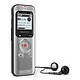 Philips DVT2050 Grabadora de voz digital de 8 GB con doble micrófono, puerto MicroSD, batería recargable, sintonizador FM y salida de auriculares