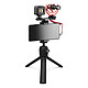 RODE Vlogger Kit Universal Kit de vlog completo con micrófono cardioide compacto, clip para smartphone, trípode, luz, cable USB-C y cable TRS/TRRS