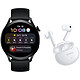 Huawei Watch 3 Active Black + FreeBuds 4i White Smartwatch - Waterproof 50 m - GPS/GLONASS - Heart rate monitor - 1.43" AMOLED display - 466 x 466 pixels - 16 GB - Bluetooth 5.2 - Black fluoroelastomer strap + Bluetooth 5.2 wireless in-ear earphones with built-in microphone and charging/carrying case