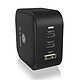 ICY BOX IB-PS103-PD Cargador de corriente portátil con 2x USB-C + 1x USB-A 65 W - Negro
