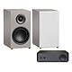 NAD AMP1 + Elara LN01 Grey Linen Triangle 2 x 40W Stereo Amplifier - 32-bit DAC - Bluetooth - Chromecast - Phono In + 50W Compact Bass-Reflex Bookshelf Speaker (per pair)