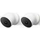 Google Nest Cam (Pack de 2) Lot de 2 caméras de surveillance d'extérieur ou d'intérieur sans fil - WiFi - Full HD 1080p - vision nocturne - haut-parleur et microphone - champ de vision 130° - détection de mouvement