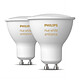 Philips Hue White Ambiance GU10 4.3 W Bluetooth x 2 Pack de 2 Ampoules GU10 - 4.3 Watts