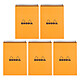 Rhodia Bloc Notepad Orange Spirale 14.8 x 21 cm quadrillé 5 x 5 160 pages (x5)