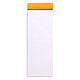 Avis Rhodia Bloc N°8 Orange agrafé en-tête 7.4 x 21 cm petits carreaux 5 x 5 mm 80 pages (x10)