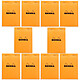 Rhodia Bloc N°13 Orange stapled on letterhead 10.5 x 14.8 cm small squares 5 x 5 mm 80 pages (x10) 80 A6 detachable note pads 80g with card cover (pack of 10)