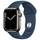 Apple Watch Series 7 GPS + Cellular Graphite Stainless Bleu Abysse Bracelet Sport 41 mm Montre connectée 4G - Acier inoxydable - Étanche - GPS - Cardiofréquencemètre - Écran OLED Retina Always On - Wi-Fi 4 / Bluetooth 5.0 - watchOS 8 - Bracelet Sport 41 mm