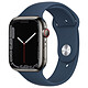 Apple Watch Series 7 GPS + Cellular Graphite Stainless Bleu Abysse Bracelet Sport 45 mm Montre connectée 4G - Acier inoxydable - Étanche - GPS - Cardiofréquencemètre - Écran OLED Retina Always On - Wi-Fi 4 / Bluetooth 5.0 - watchOS 8 - Bracelet Sport 45 mm