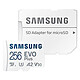 Samsung EVO Plus microSD 256 Go Carte mémoire microSDXC UHS-I U3 A2 Classe V30 256 Go + adaptateur SD