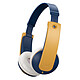 JVC HA-KD10W Blue/Yellow Bluetooth 5.0 Wireless On-Ear Child Headset with Volume Limiter