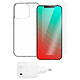 QDOS Starter Pack iPhone 13 Pro Carcasa protectora transparente + película protectora de cristal templado + cargador de red de 30W