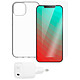 QDOS Starter Pack iPhone 13 Carcasa protectora transparente + película protectora de cristal templado + cargador de red de 30W