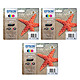 Epson Starfish 603 4 colori x3 Confezione di 3 x 4 cartucce d'inchiostro Ciano / Magenta / Giallo / Nero (10.6 ml / 540 pagine)
