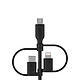 Cable Belkin USB-A a USB-C y Lightning o micro-USB (negro) - 1m Cable USB-A a USB-C y Lightning de 1m para Iphone - 1m - Negro