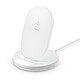 Belkin Stand Boost Charger (15 W) with QC 3.0 Mains Charger (24 W) (White) Induction charging station with Quick Charge 3.0 power adapter - White