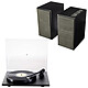Rega Planar 1 Noir Mat + Klipsch The Fives Noir mat Platine vinyle à courroie, 2 vitesses (33-45 trs/min) + paire d'enceintes amplifiées sans fil Hi-Fi Bluetooth