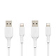 Belkin USB-A to Lightning MFI Cable 2-Pack (white) - 1m Pack of 2 USB-A to Lightning 1m Cables Made for iPhone - White